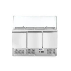 Arktic Saladette met 3 deuren en glazen vitrine 380L