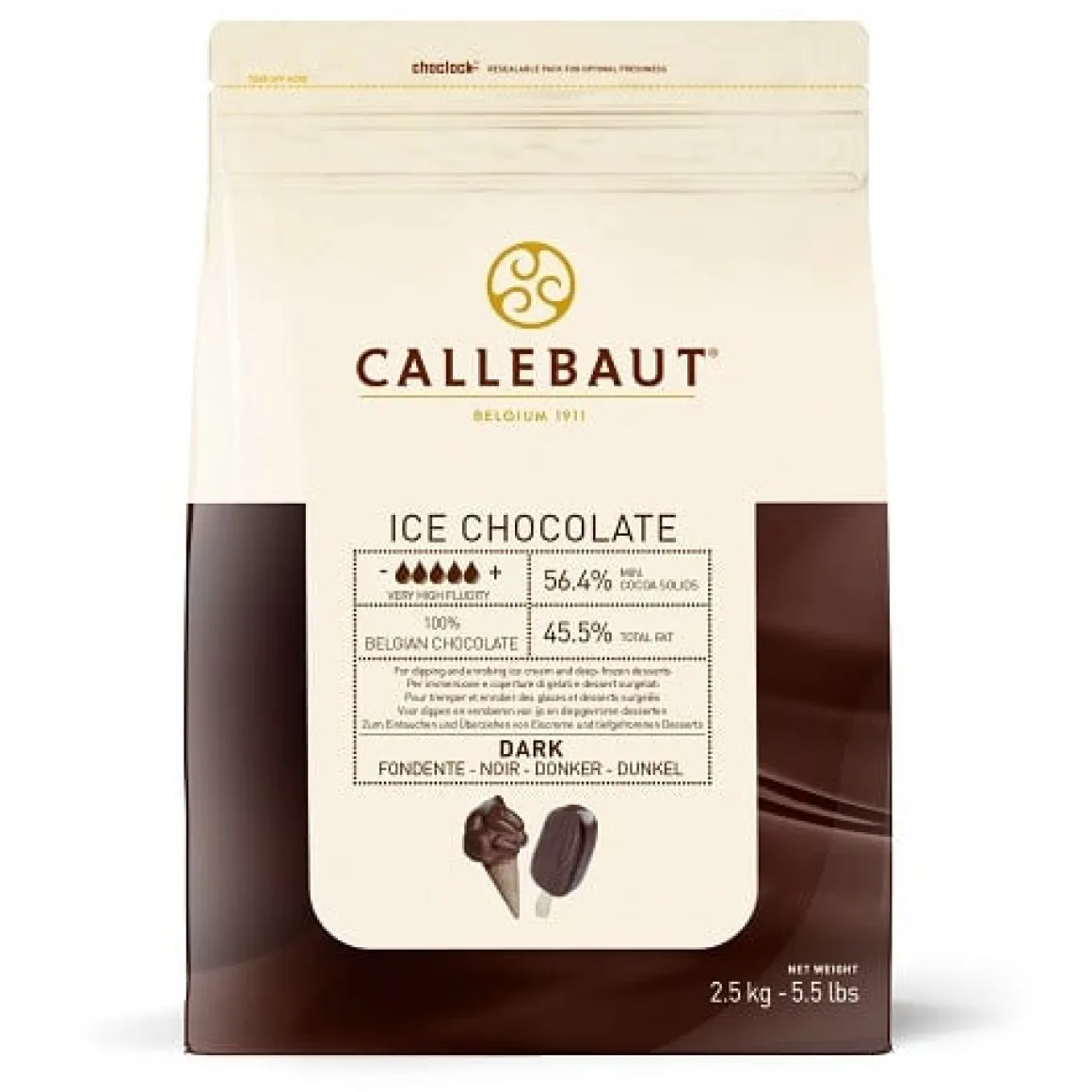 Callebaut Chocolade IJs Coating Puur 2,5 kg