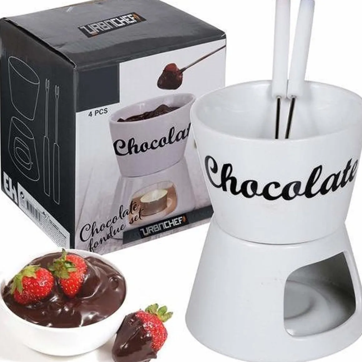 Chocoladefondue Set Porselein