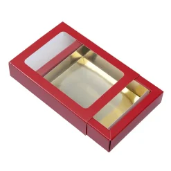 Chocoladeletterdoos Klein GK1 Rood / Goud 26st