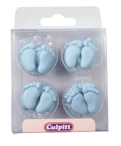 Culpitt Suikerdecoratie Baby Voetjes Blauw 12 paar