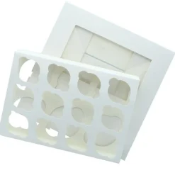 Cupcake Doosje 6 / 12 MINI Wit (incl. tray-venster) 25st.