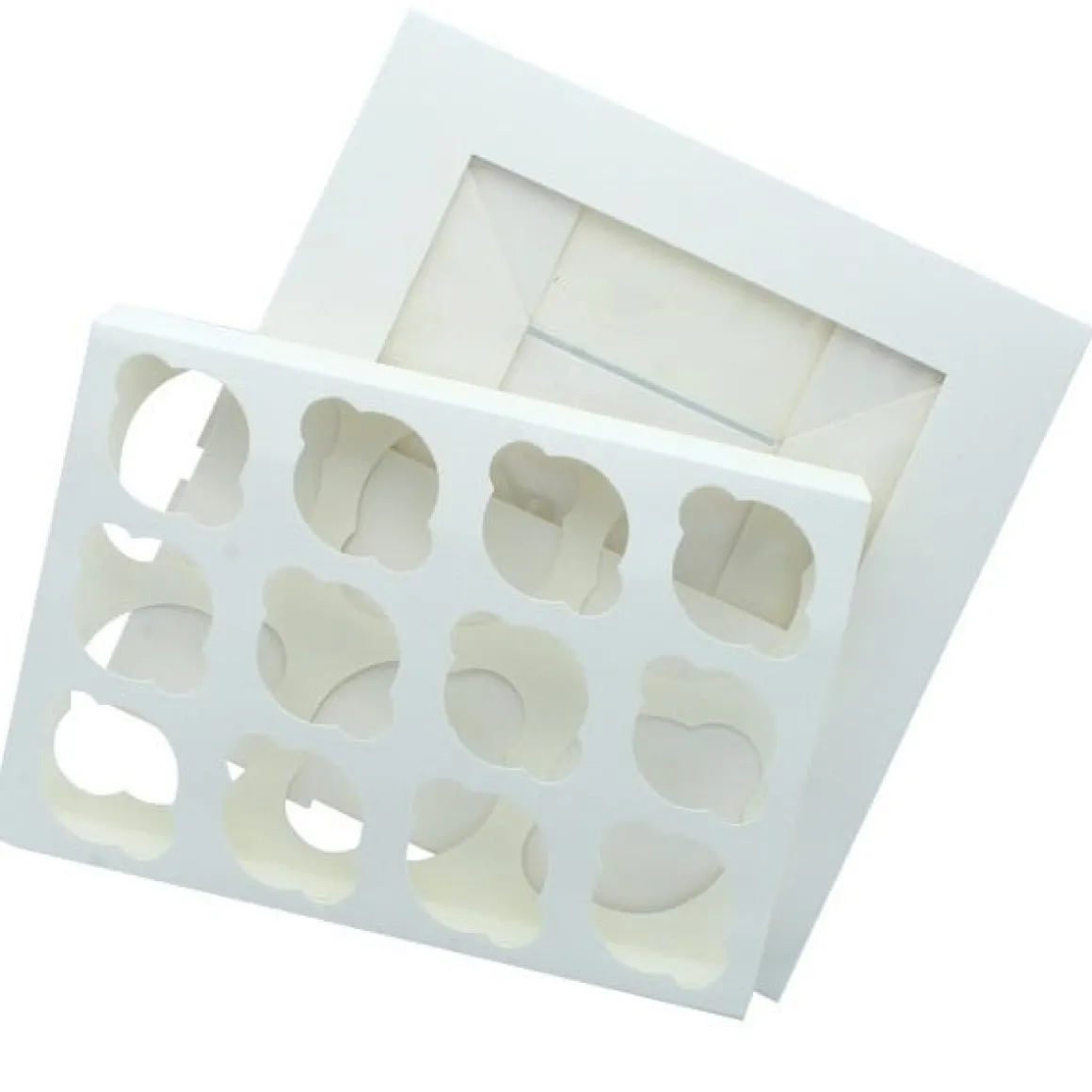 Cupcake Doosje 6 / 12 MINI Wit (incl. tray-venster) 25st.