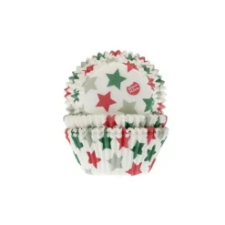 Cupcake Vormpjes HoM Kerst Sterren 50x33mm. 50st.
