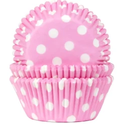 Cupcake Vormpjes HoM Polkadot Roze 50x33mm. 50st.