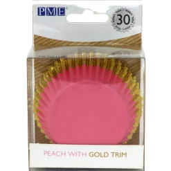 Cupcake Vormpjes PME Roze met Gouden Rand 30 stuks