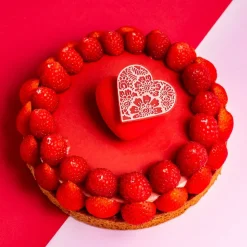 Dobla Chocoladedecoratie Lace Hart Rood / Wit (96 stuks)