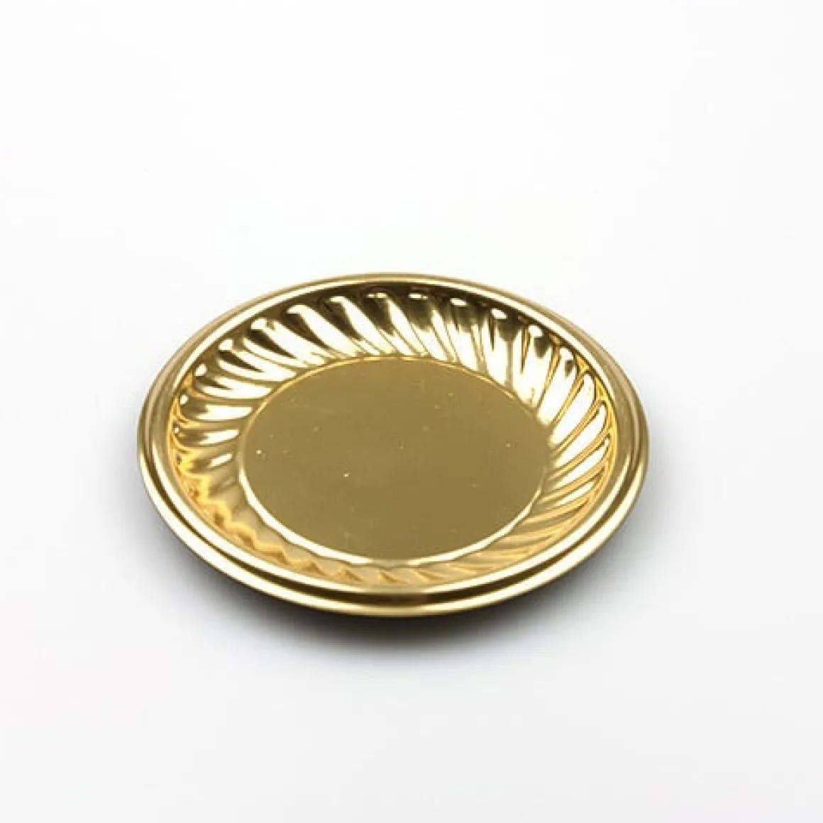 Gebaksschoteltje kunststof Rond-Ribbel Goud Ø86mm