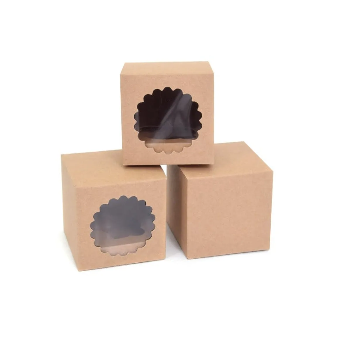HoM Cupcake Doosje 1 Kraft (incl. tray met venster) 3st.