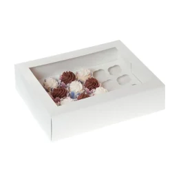 HoM Cupcake Doosje 24 MINI Wit (incl. tray met venster) 2st.