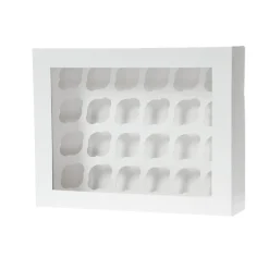 HoM Cupcake Doosje 24 MINI Wit (incl. tray met venster) 2st.