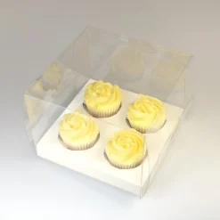 HoM Cupcake Doosje 4 Transparant (incl. tray) 10st.