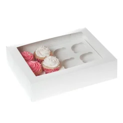 HoM Cupcake Doosje 12 Wit (incl. tray met venster) 2st.