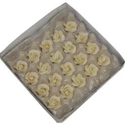 Marsepein rozen 5 blads 35mm 20 stuks, Wit Luxe