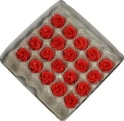 Marsepein rozen 5 blads 35mm 20 stuks, Rood Luxe
