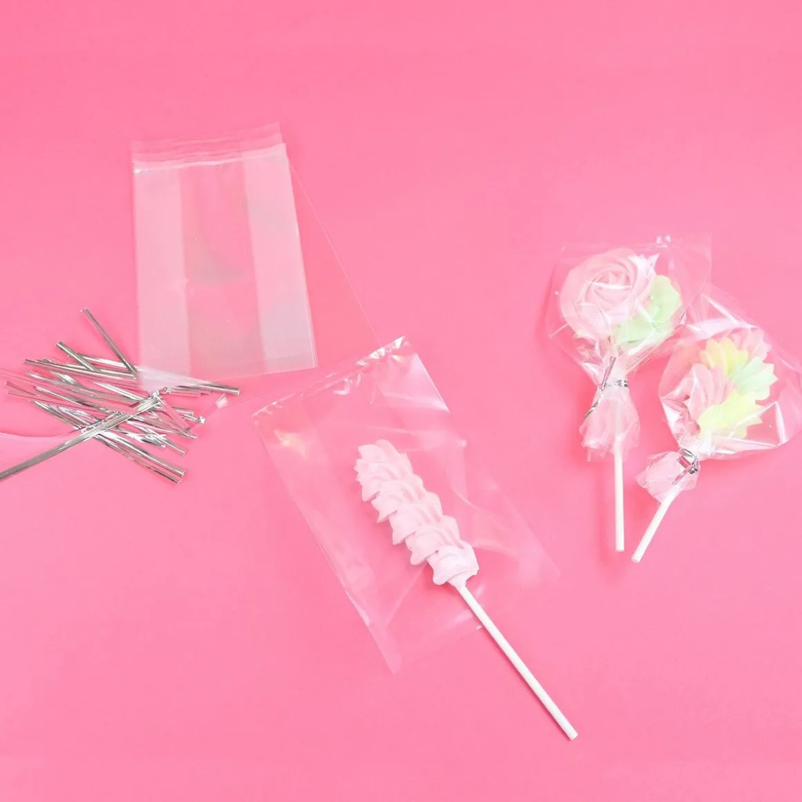 PME Lollipop zakjes met zilveren strikjes 15x9,5cm 25st.