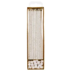 PME Taartkaarsjes Glitter Wit Extra Lang (15cm) Set/16