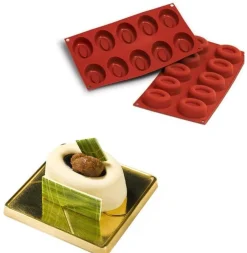 Siliconen Bakvorm Savarin Ovaal 70x52x24mm (10)
