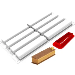 Silikomart Siliconen Vorm Rechthoek (8) 12,8x3,3cm + cutter