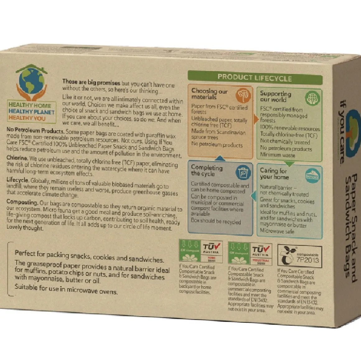 Snack/Broodzak Ongebleekt Papier 19x16,2x5,7cm 48st.