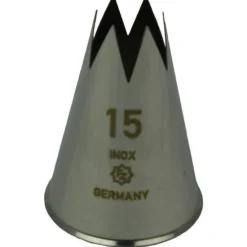 Spuitmondje gekarteld 6 Tands RVS 15mm