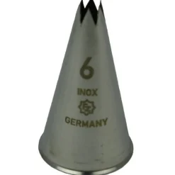 Spuitmondje gekarteld 6 Tands RVS 6mm