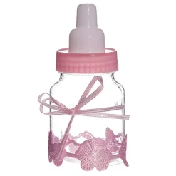 Taartdecoratie Baby Zuigfles Roze 9cm