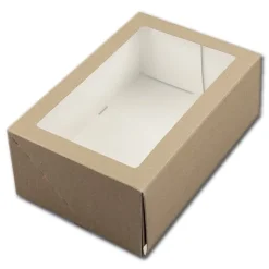 Taartdoos met venster 21x14x9cm. Kraft 3st