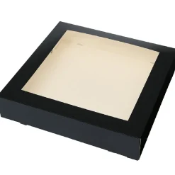 Taartdoos met venster 30x30x6cm. Zwart 50st