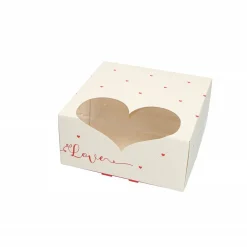 Taartdoos met venster 19x19x9cm. Love
