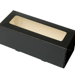Taartdoos Slof met venster 25x10x9cm. Zwart 50st