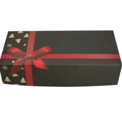 Taartdoos Stol Klein 24x16x8cm. Zwart met Strik (Kerst)**