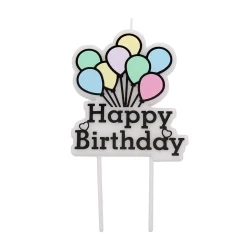 Taartkaarsje Happy Birthday Ballonnen**