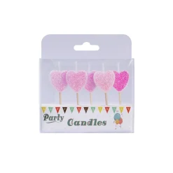 Taartkaarsjes Hartjes Glitter 5st.