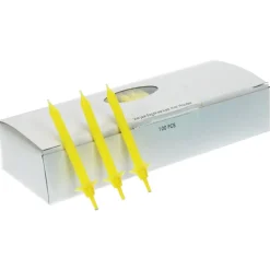 Taartkaarsjes met houder 6cm 100st. Geel**