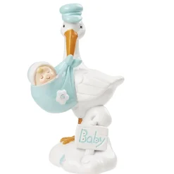 Taartopper Ooievaar Blauw Polystone 9cm