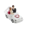 Taarttopper Bruidspaar in Auto Polystone 10x5,5cm