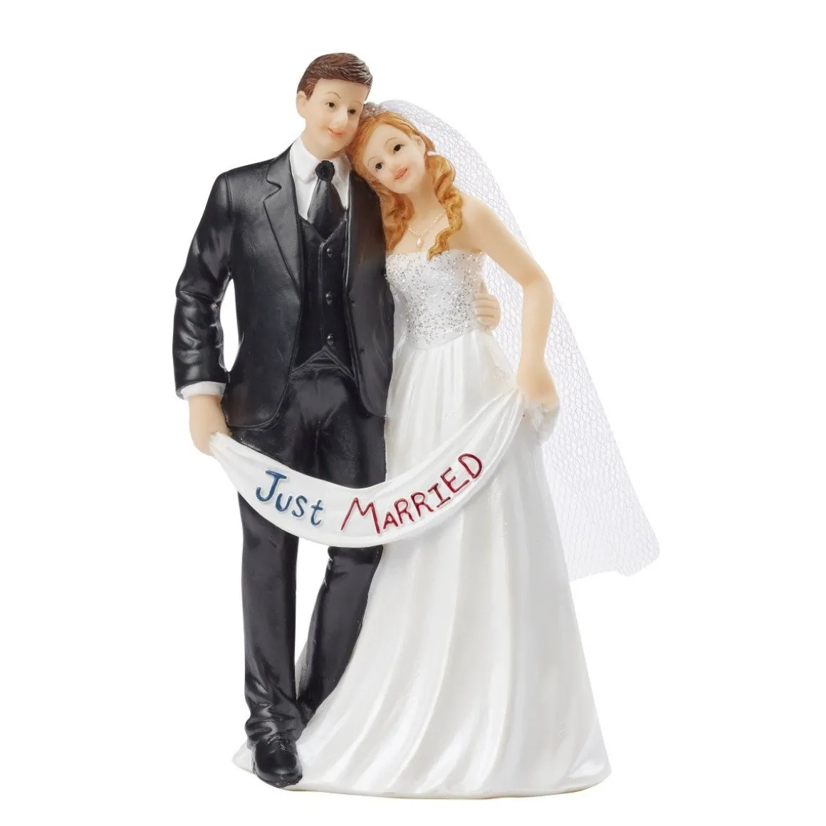 Taarttopper Bruidspaar Just Married Polystone 13,5cm