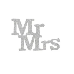 Taarttopper Mr & Mrs Kunststof Zilver 11cm 4st