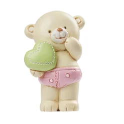 Taarttopper Teddybeer Roze Polystone 6cm**
