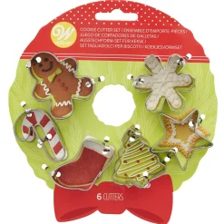 Wilton Mini Koekjesuitsteker Kerstkrans Set/6